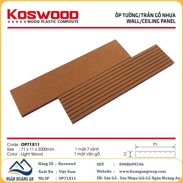 Thanh Lam Đa Năng Gỗ Nhựa Ngoài Trời Kosmos OP71X11 Light Wood